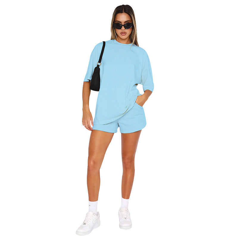 Women's Casual Lounge Set - Relaxed T-Shirt & Shorts - Effortless Style