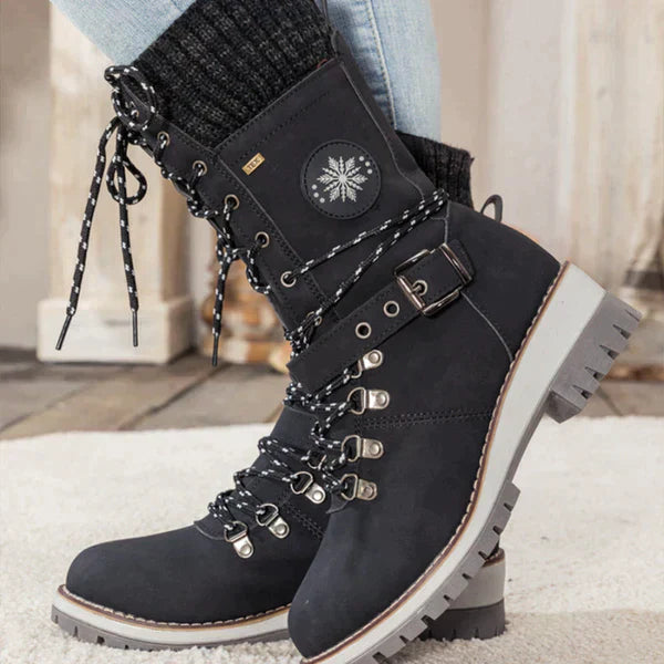 Lace-up knee-high winter boots for women