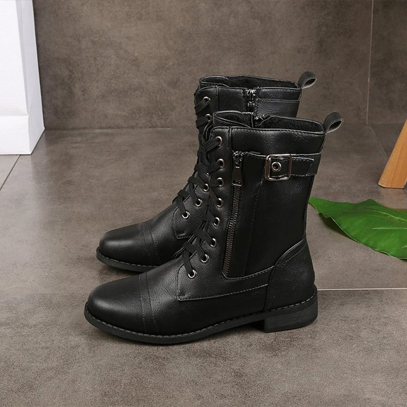 Women's thick-soled low heel mid-rise winter boots