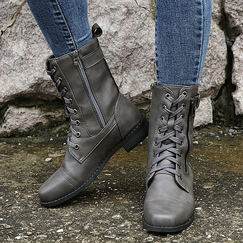 Women's thick-soled low heel mid-rise winter boots