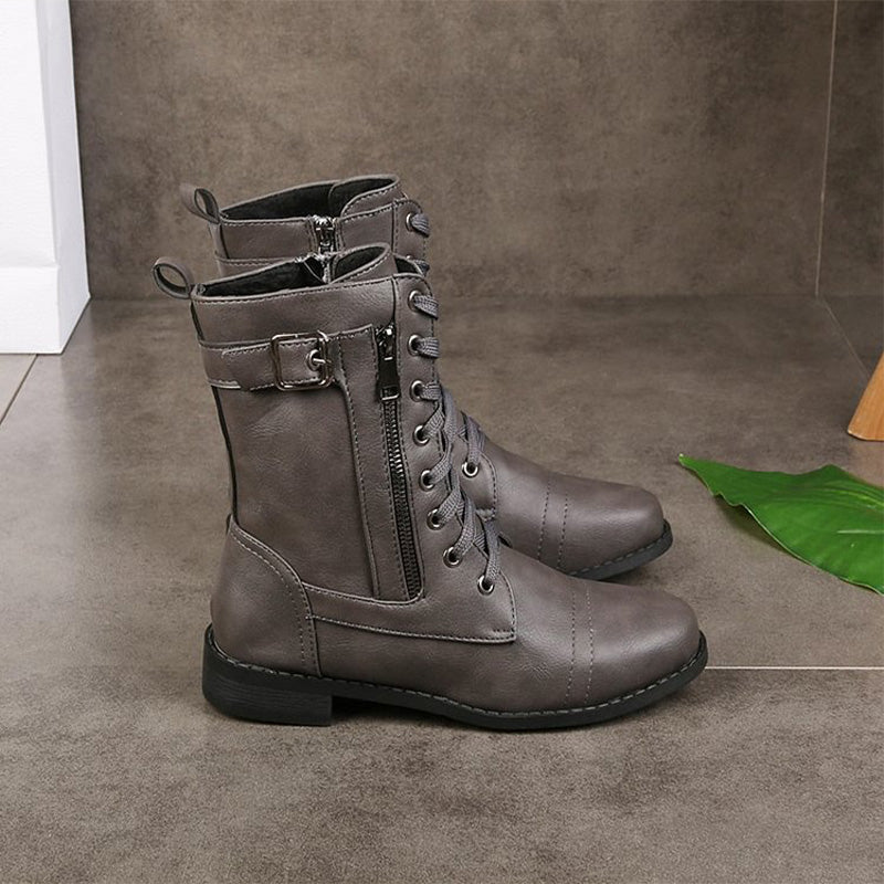 Women's thick-soled low heel mid-rise winter boots