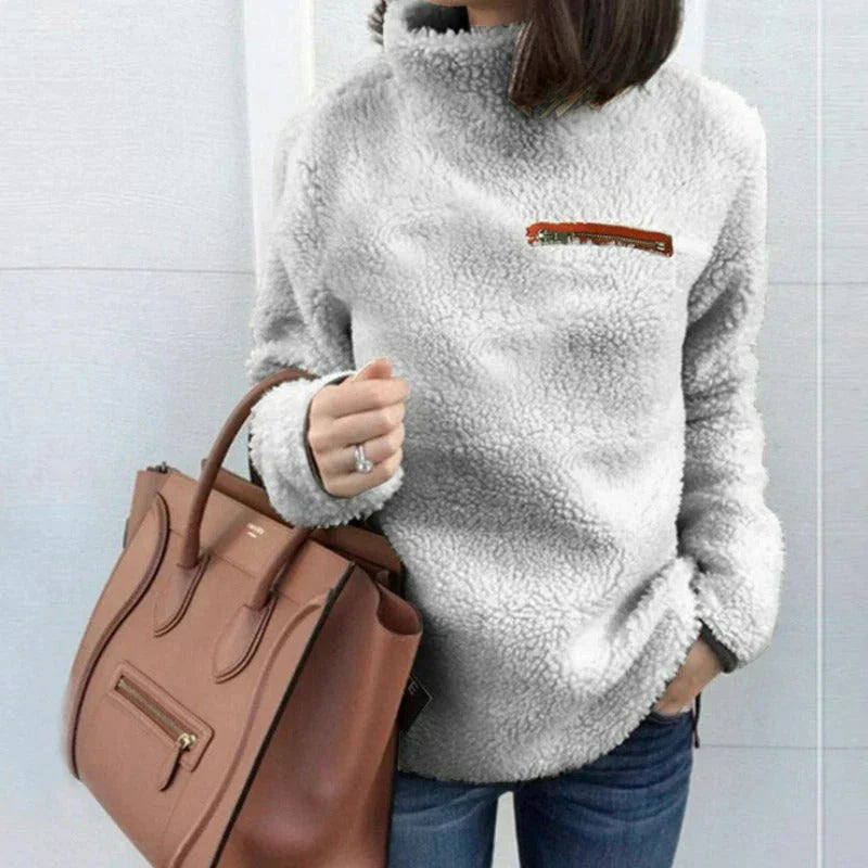 Women's zipper turtleneck high collar sweater