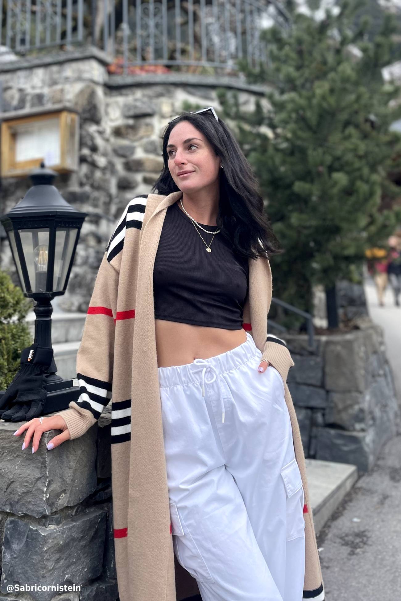 Women's striped open front cardigan