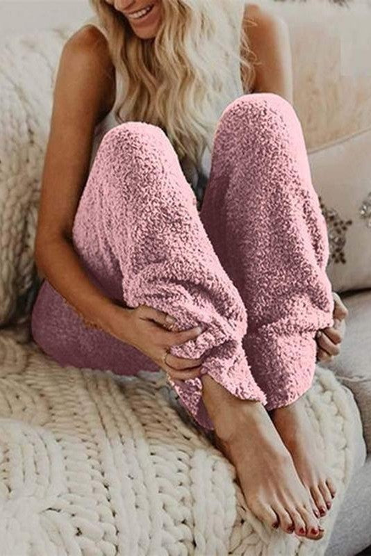 Women’s Fleece Pants – Relaxed Fit – Full Length – Elastic Waist – Plush Loungewear