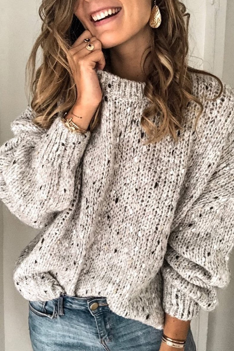 Women’s Sweater – Oversized Fit – Chunky Wool Knit – Round Neck – Long Sleeve Casual