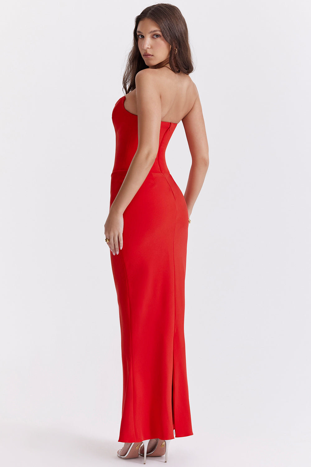 Women’s Formal Dress – Strapless Sweetheart Neckline – Satin Feel – Slim Fit – Full Length