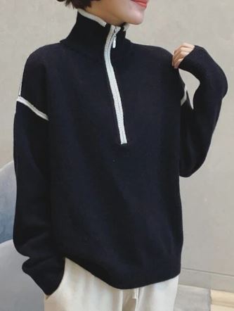 Women's stand-up pullover with zip