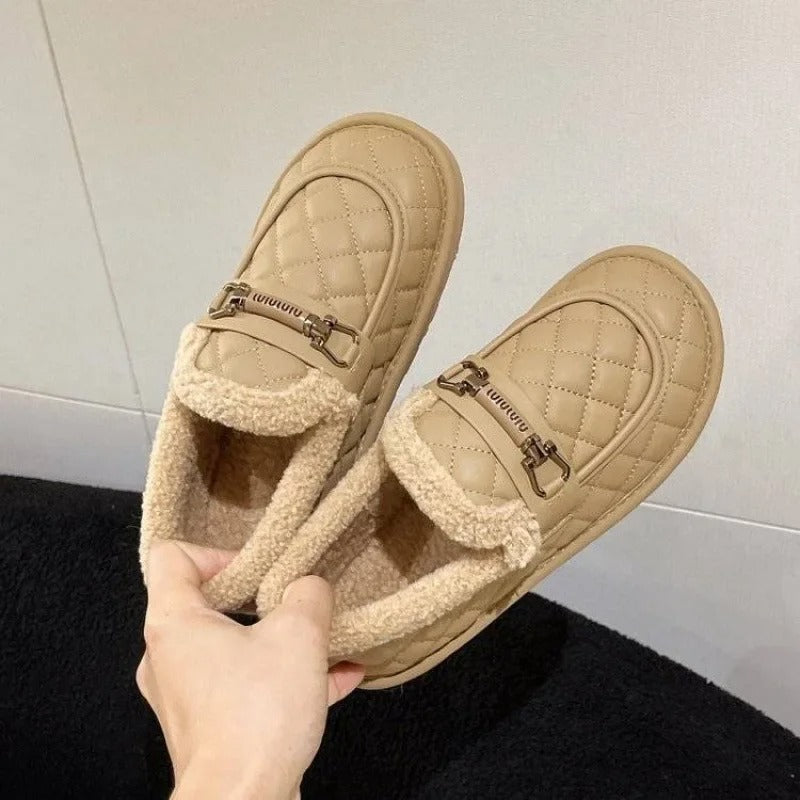 Women's fleece-lined non-slip shoes