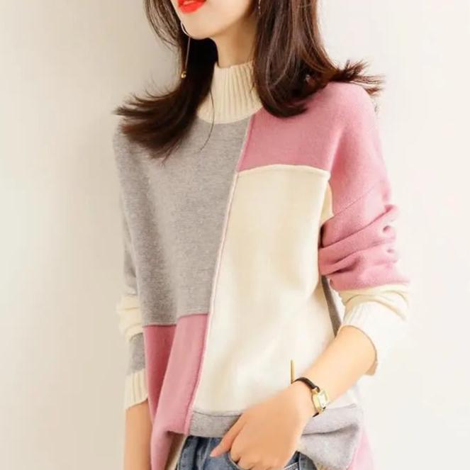 Women's large size knitted sweater