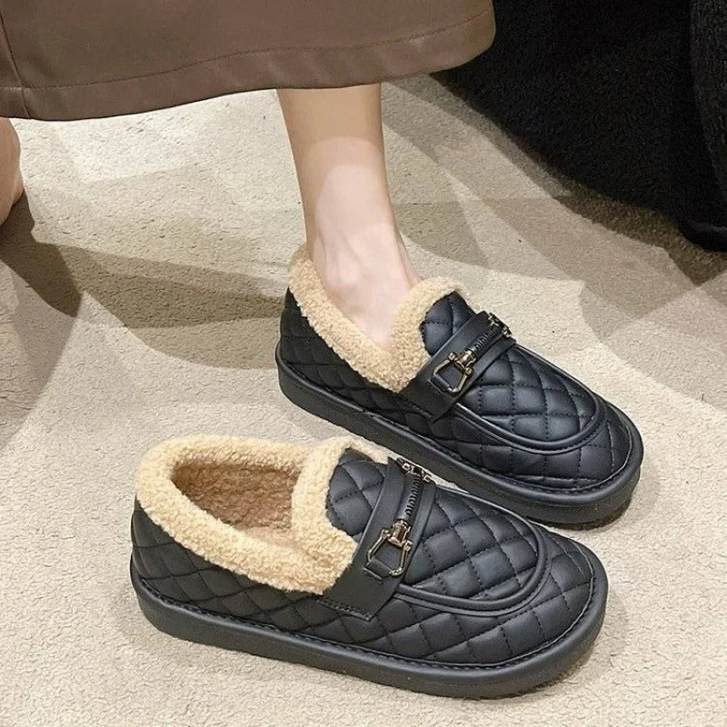 Women's fleece-lined non-slip shoes