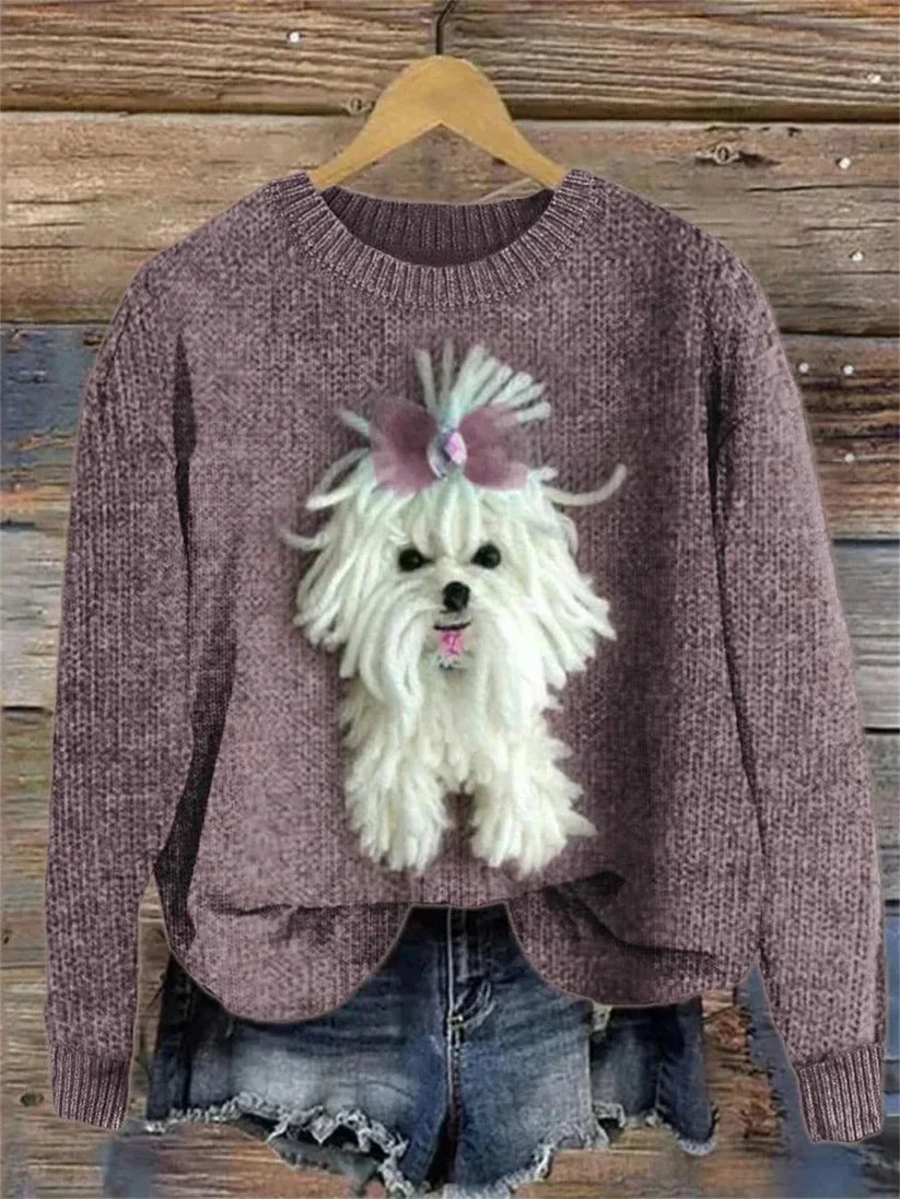 Women's 3d printed animal pattern round neck sweatshirt