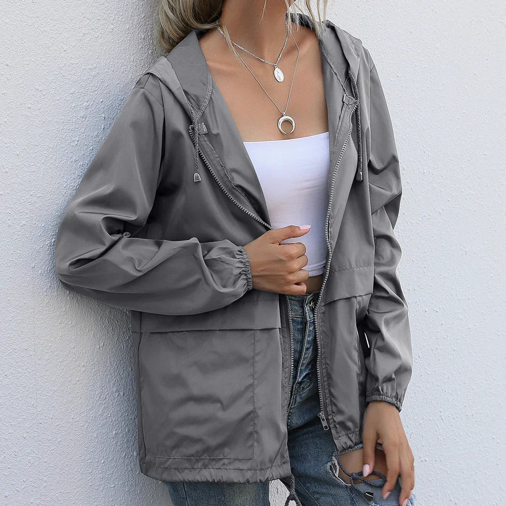 Women's hood collar jackets with zip closure
