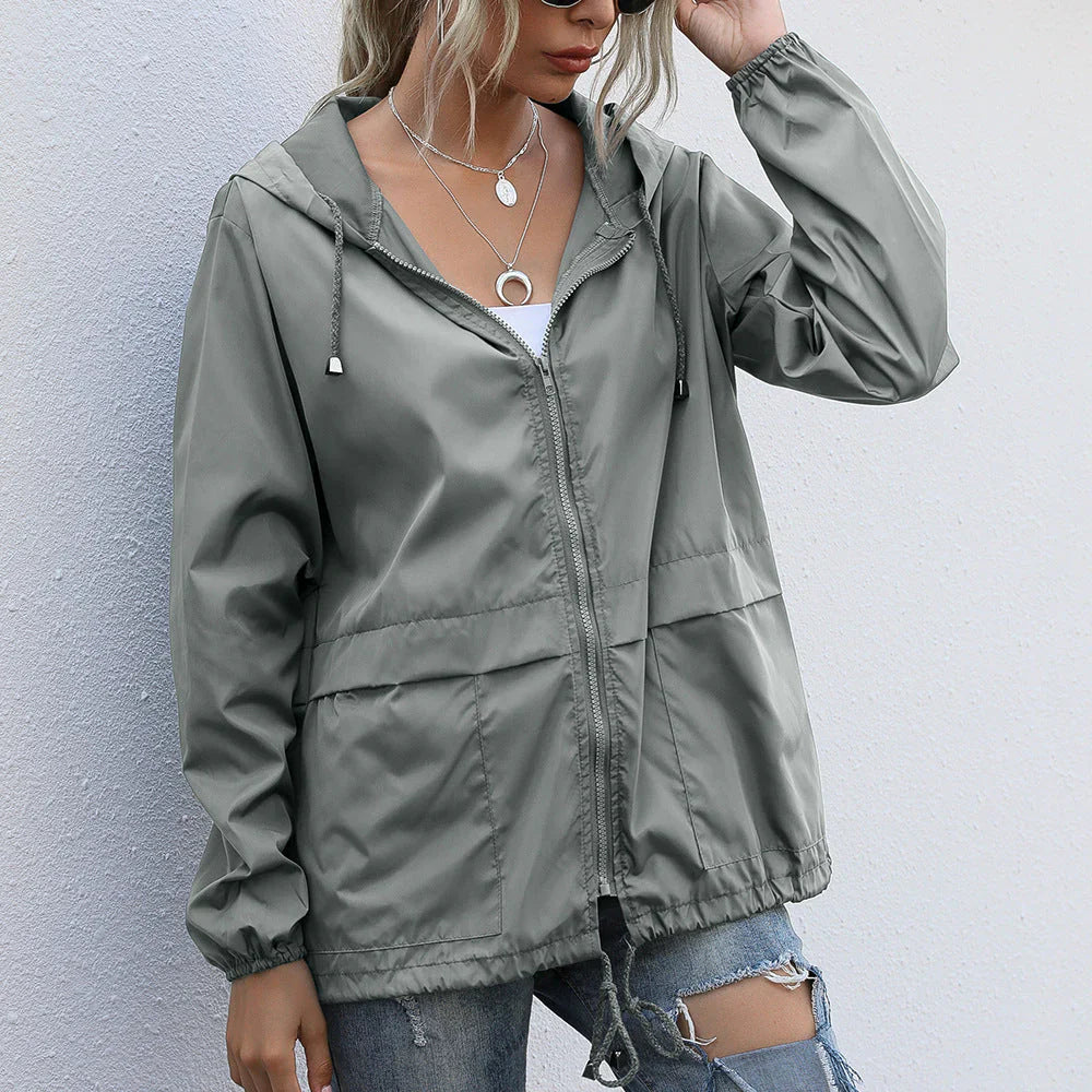 Women's hood collar jackets with zip closure