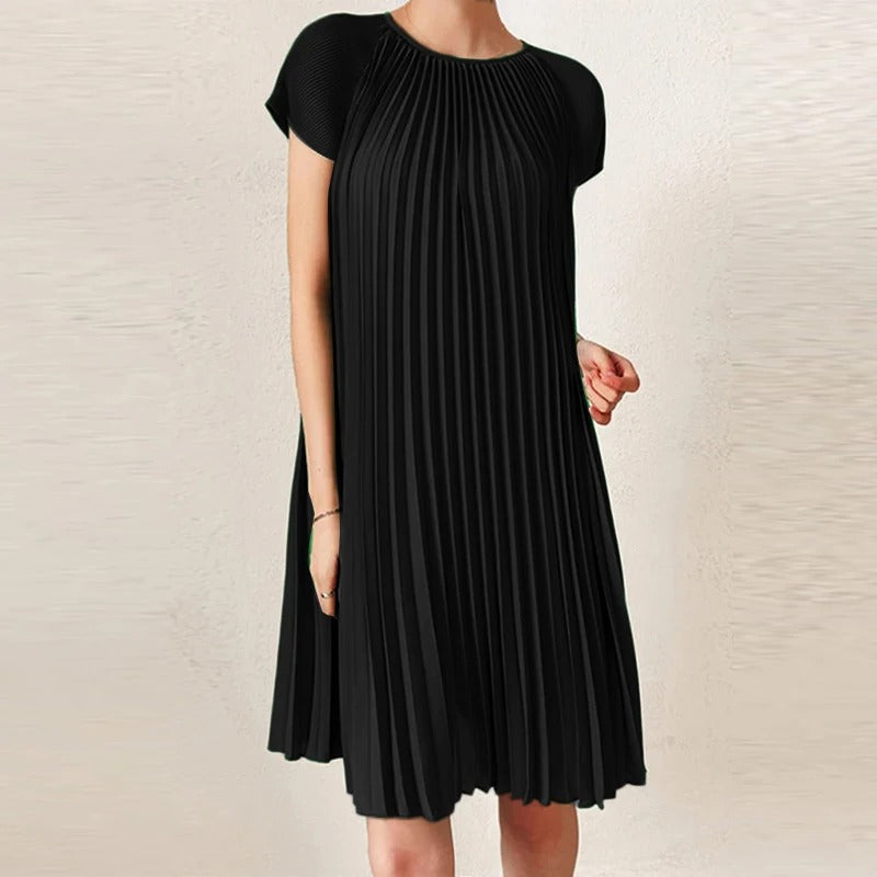 Women's Pleated Dress - Sleeveless A-Line - Flowy Lightweight Elegant Design
