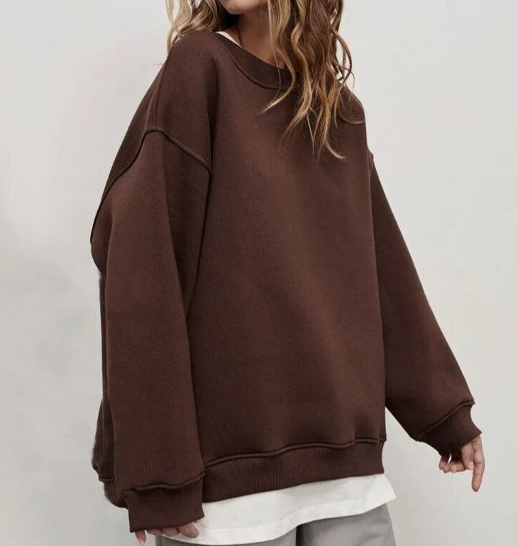 Women’s Oversized Sweatshirt – Cotton Blend – Crewneck – Long Sleeve Casual Fit