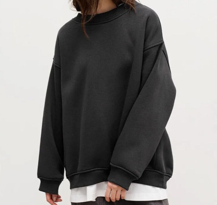 Women’s Oversized Sweatshirt – Cotton Blend – Crewneck – Long Sleeve Casual Fit