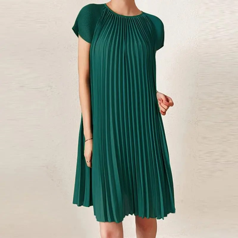 Women's Pleated Dress - Sleeveless A-Line - Flowy Lightweight Elegant Design
