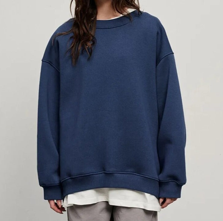 Women’s Oversized Sweatshirt – Cotton Blend – Crewneck – Long Sleeve Casual Fit
