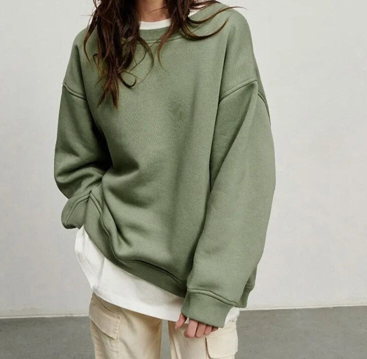 Women’s Oversized Sweatshirt – Cotton Blend – Crewneck – Long Sleeve Casual Fit