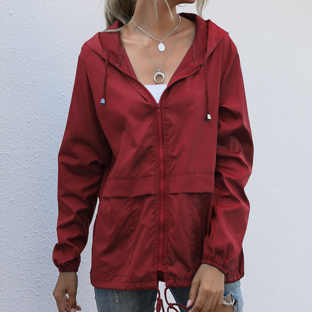 Women’s Windbreaker Jacket – Lightweight Water-Resistant – Hooded – Zip Front – Casual Fit