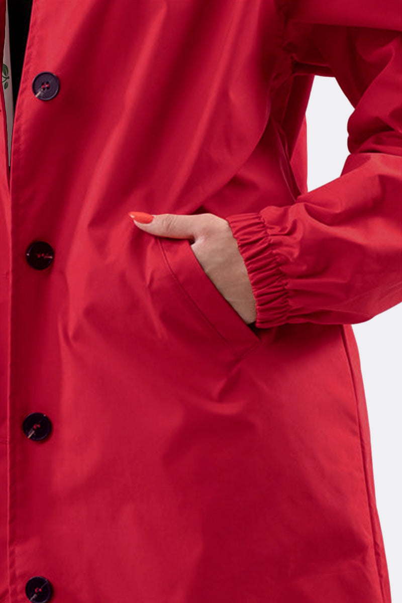 Women's casual mid-length hooded windbreaker jacket