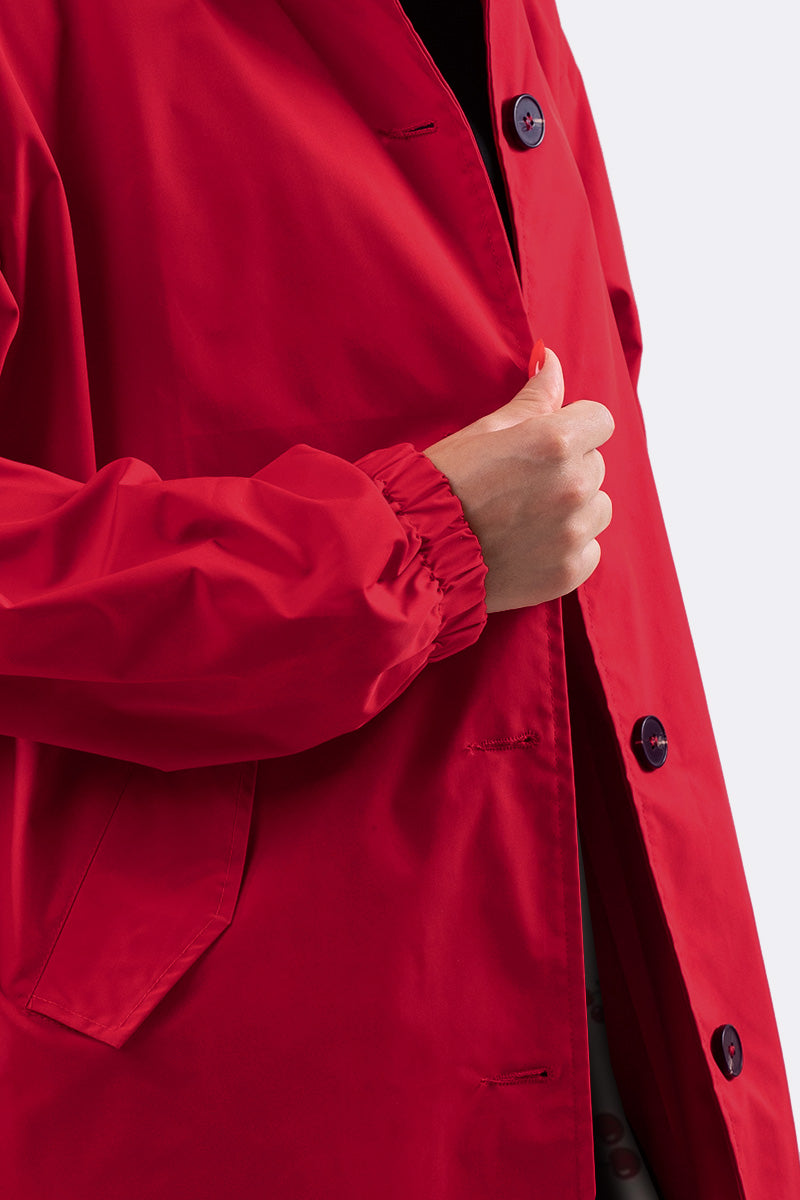 Women's casual mid-length hooded windbreaker jacket