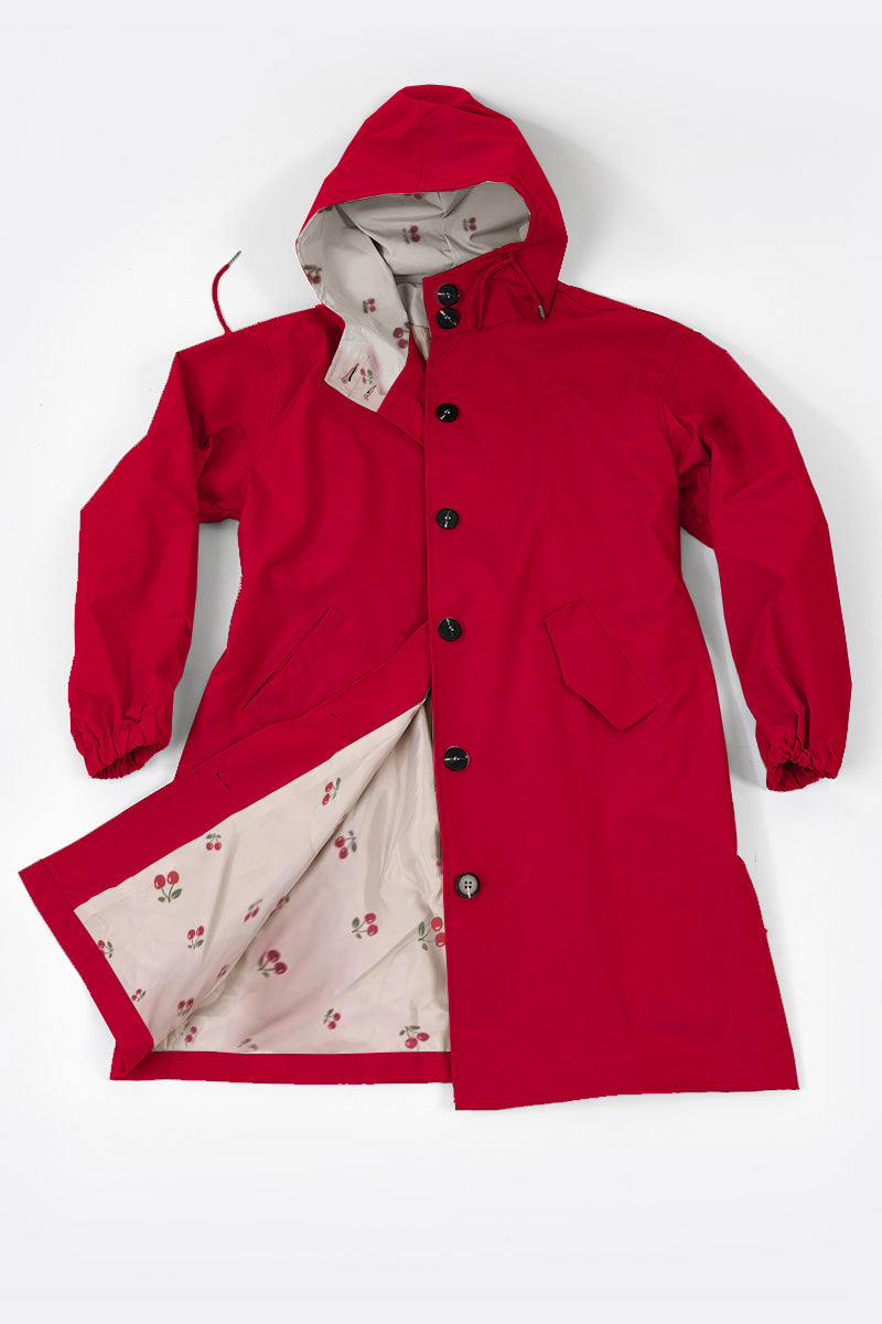 Women's casual mid-length hooded windbreaker jacket