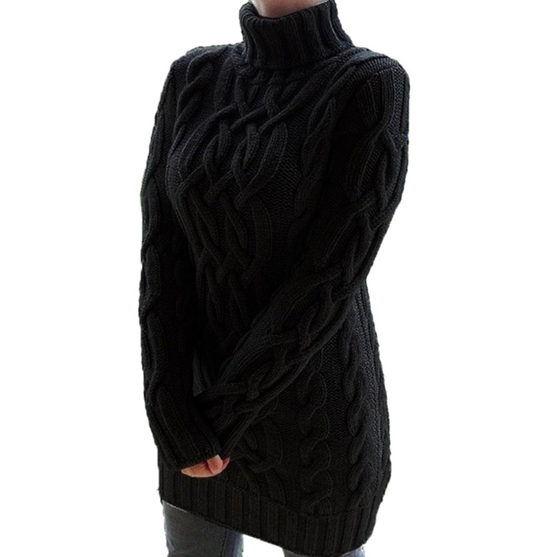 Women's cozy and warm stylish knitted turtleneck sweater