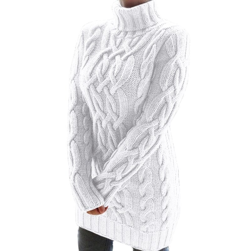 Women's cozy and warm stylish knitted turtleneck sweater