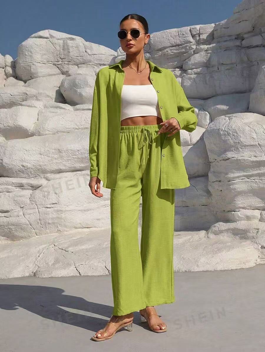 Women's loose casual top and wide-leg pants two-piece