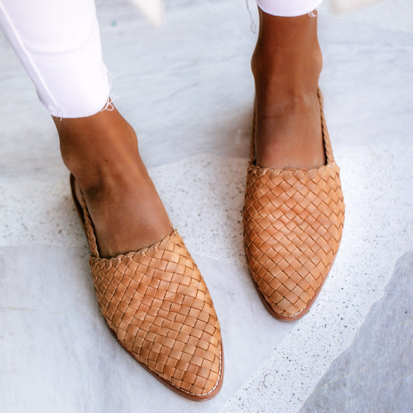 Women's Woven Slip-On Flats - Pointed Toe - Comfortable & Flexible Design