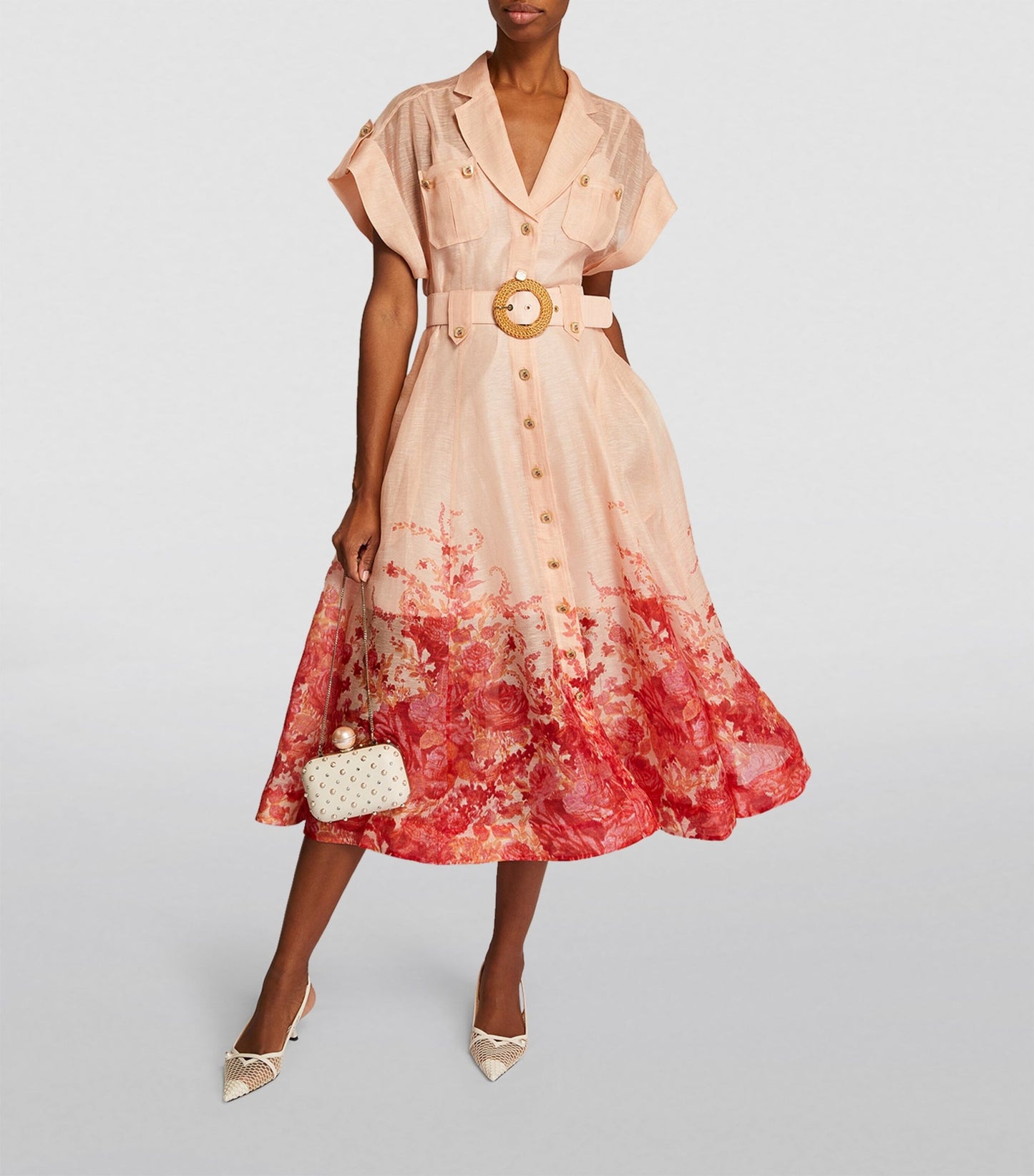 Women's Shirt Dress - Button Down - Short Sleeve - Belted Waist - A-Line Silhouette