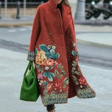 Women's elegant coat with floral pattern