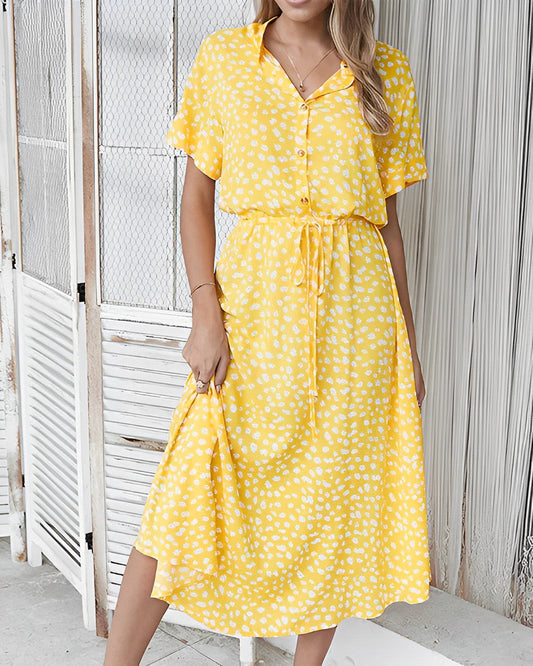 Flowy Lightweight Tie Waist Midi Dress