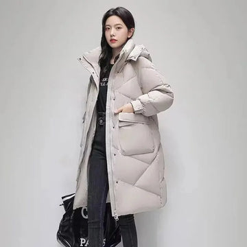 Long padded puffer winter jacket for women