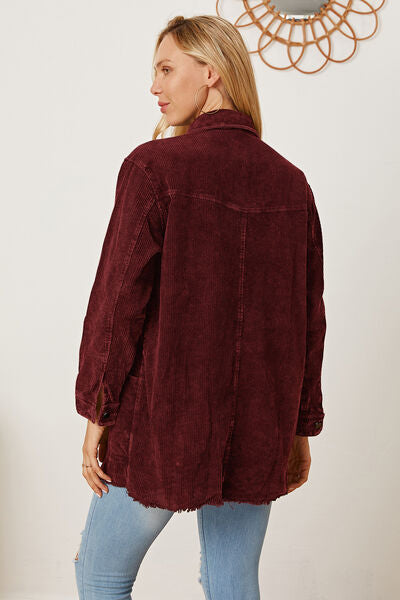 Vivienne - raw hem pocketed button up jacket