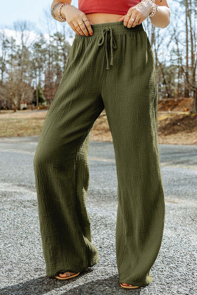 Tahira - texture tied wide leg pants