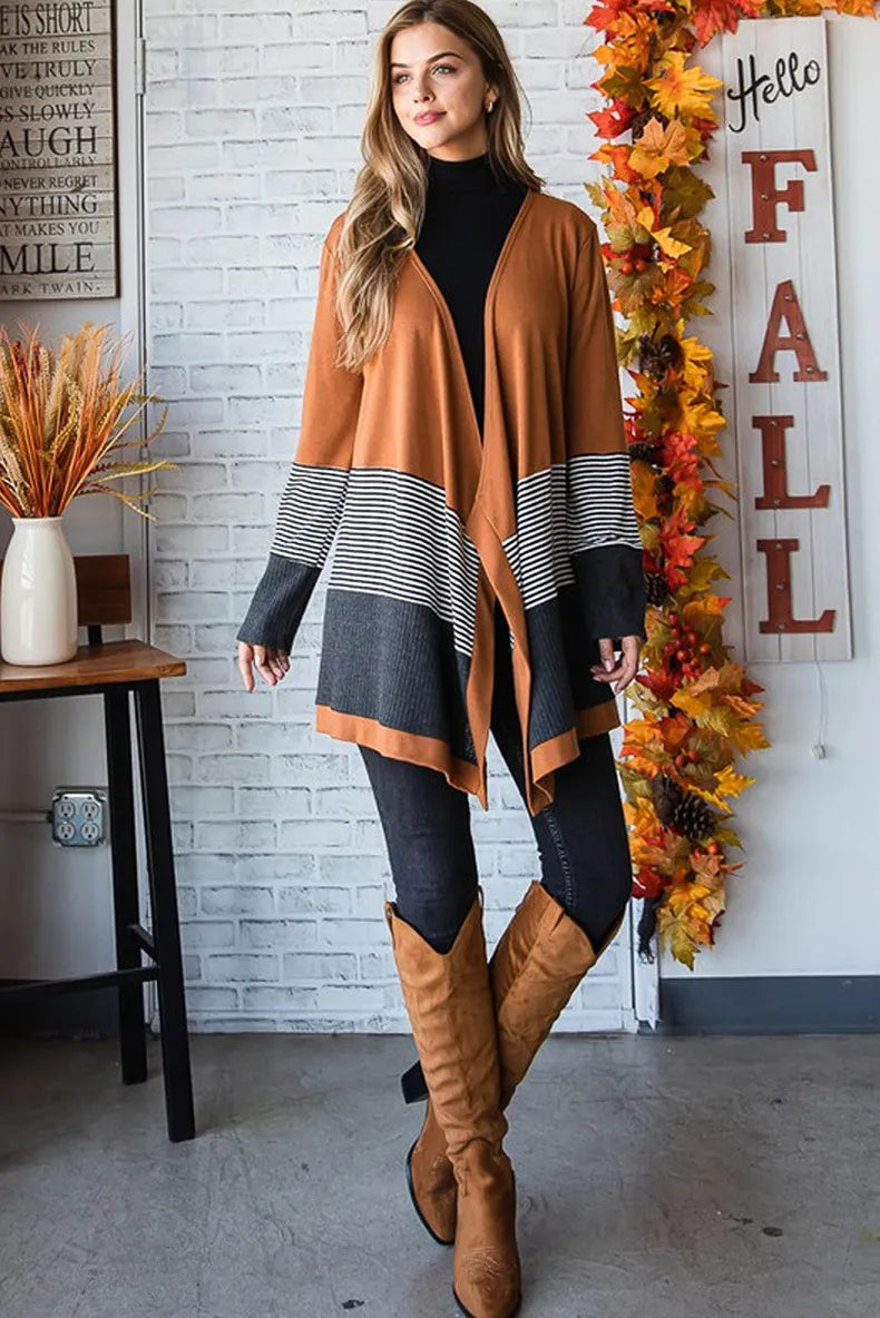 Women's striped knitted cardigan