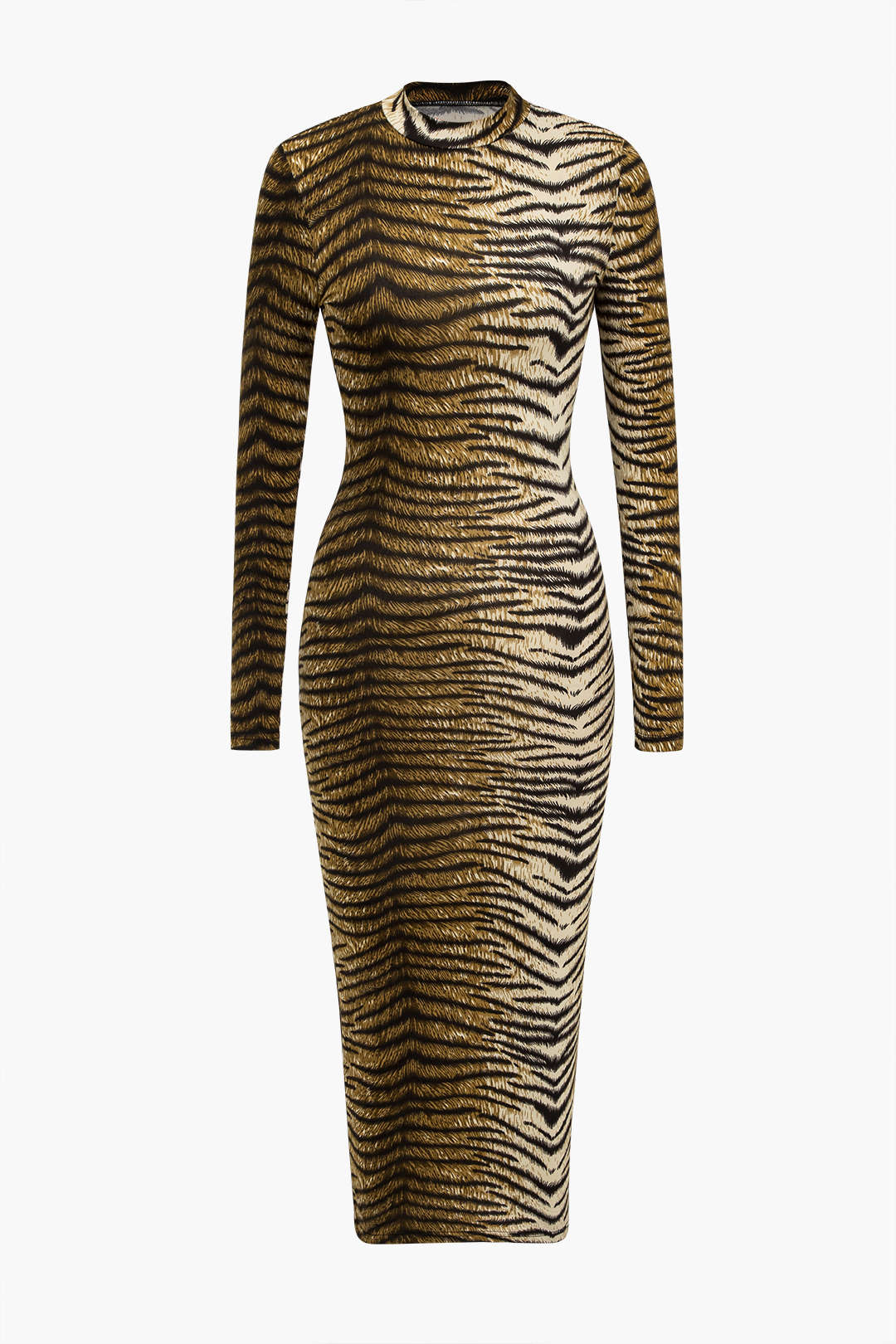 Leopard Print Stretch Fit Bodycon Midi Dress