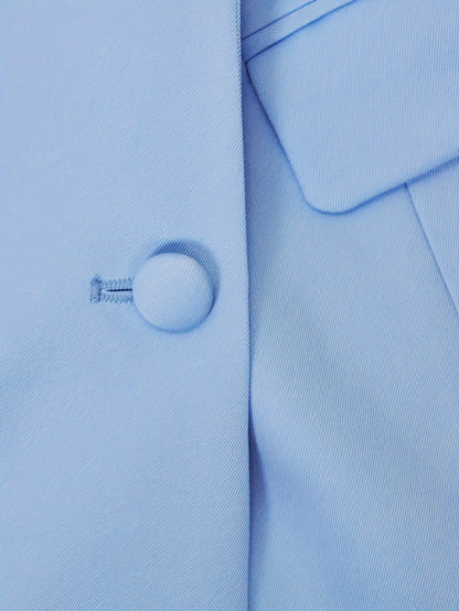 Sky blue double-breasted notched lapel suit blazer jacket for women