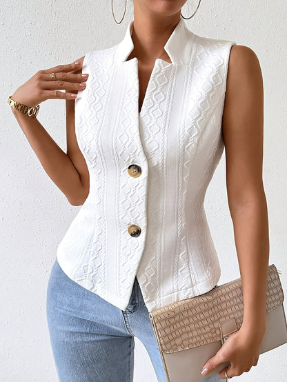 Sleeveless button-front slim-fit vest for women