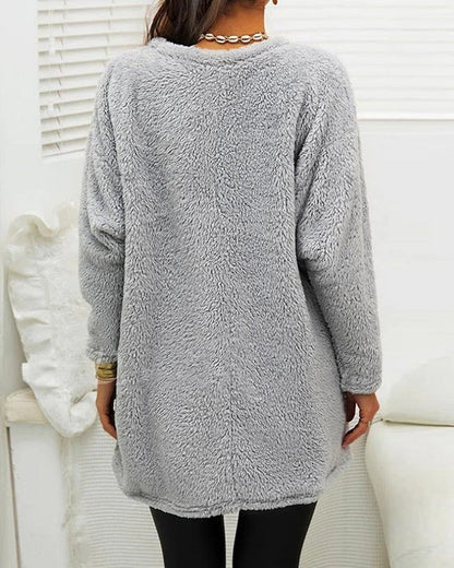 Women's casual midi mock neckline pocket sweatshirt