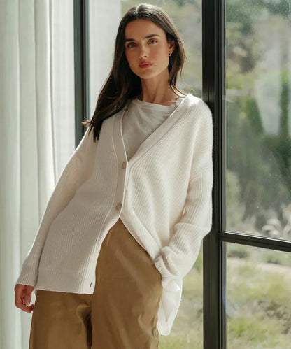 Women's thin knit button-down v-neck cardigan