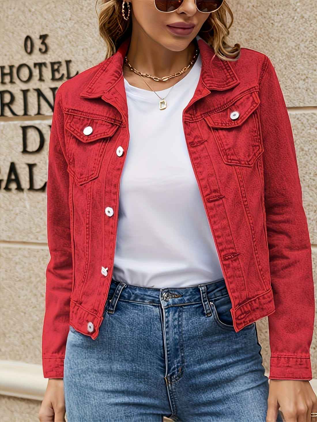 Stylish denim jacket for women with button closure