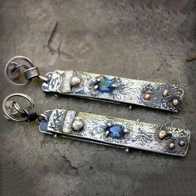 Blue stone handmade earrings