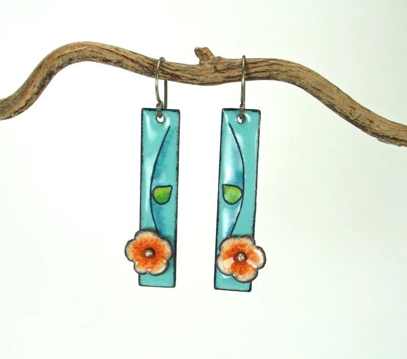 Floral enamel earrings