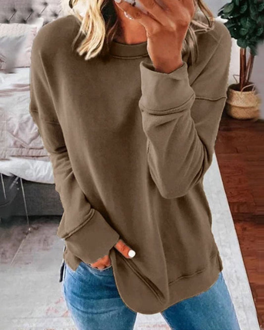 Oversized Solid Color Sweatshirt