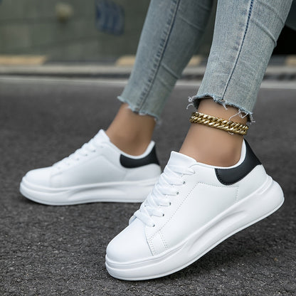Women’s Casual Sneakers – Low-Top Minimalist Design – Comfortable Lace-Up Fit
