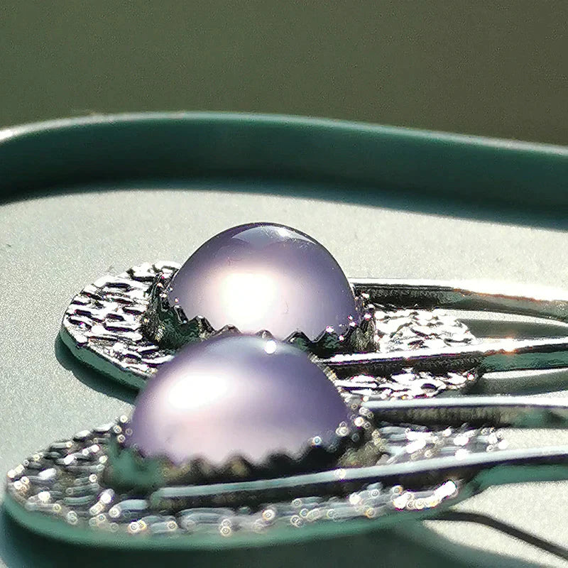 Women's Boho Earrings - Textured Metal with Gem Accent - Hook Fastening Unique Design