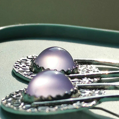 Women's Boho Earrings - Textured Metal with Gem Accent - Hook Fastening Unique Design